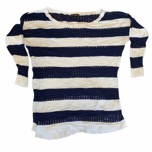 Express nautical striped see-through knit sweater